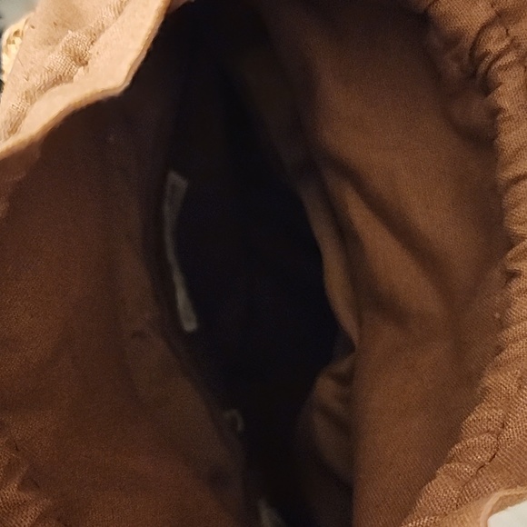 Multi coloured straw bag with drawstring top. inside zip privacy pocket - Picture 7 of 10